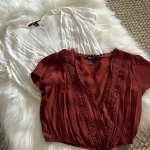 Forever 21 Cropped Floral Buttoned Short Sleeve Shirt